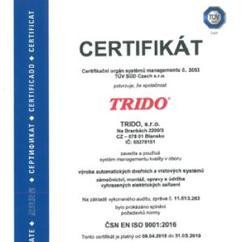 Certifikát ISO 9001