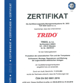 Certifkát kvality ISO 9001