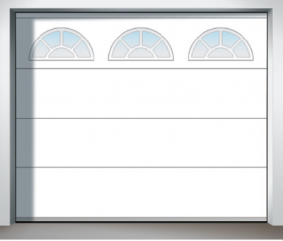 Schéma prosklení s obloukovými okny s mřízkou